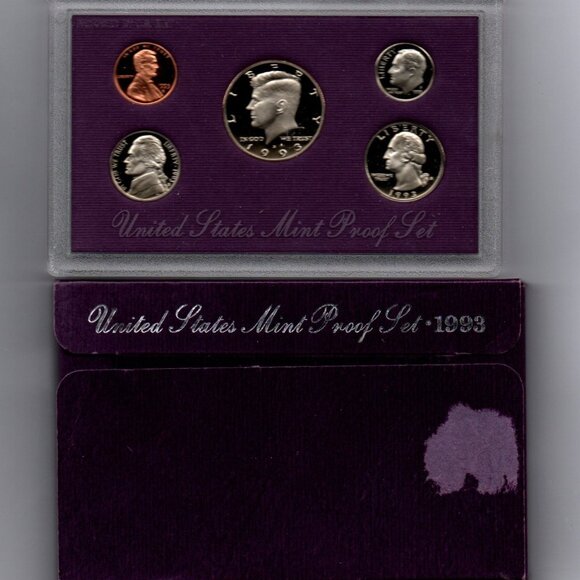 1993-S US Mint Proof Set.... 5 Coins.... Original US Mint Box And COA - Picture 1 of 2